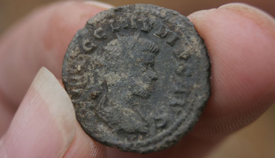 Metal detecting finds - Silver washed antoninianus coin from reign of Emperor Claudius Gothicus