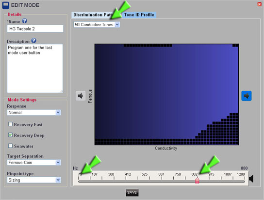 Fig 6 – Setting the tone ID profile