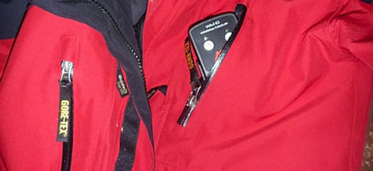 WM 10 Wireless Module clipped to chest pocket