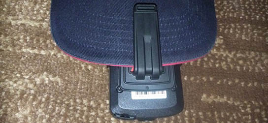 WM 10 Wireless Module clipped to the rim of my hat
