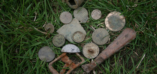 Pasture finds - Georgian coins, buttons, a bone knife handle a Roman coin and a Jetton