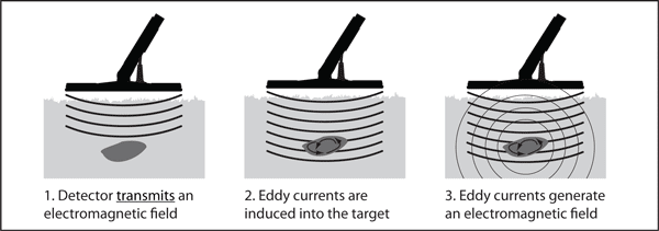 Illustration of how a metal detector operates