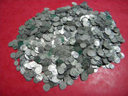 Metal detecting finds - silver coin hoard Metal detecting finds - silver coin hoard