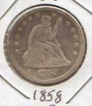 metal detector find - 1858 seated liberty quarter - usa metal detector find - 1858 seated liberty quarter - usa