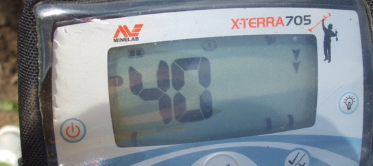 Target ID 40 on X-TERRA 705 metal detector