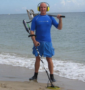 Gary Drayton with his Excalibur metal detector