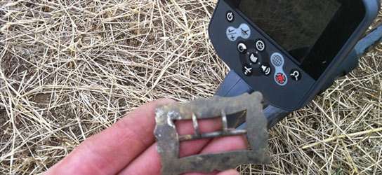 The CTX 3030 metal detector and silver buckle