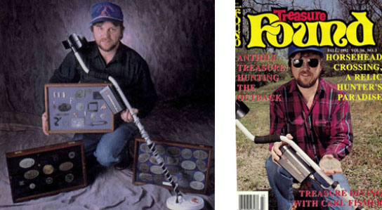 David Keith displaying his civil war relic finds with a Minelab Sovereign metal detector - circa 1992